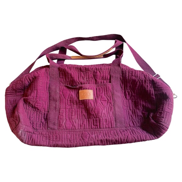 PINK Victoria’s Secret Burgundy Quilted Duffle Bag - Picture 1 of 9